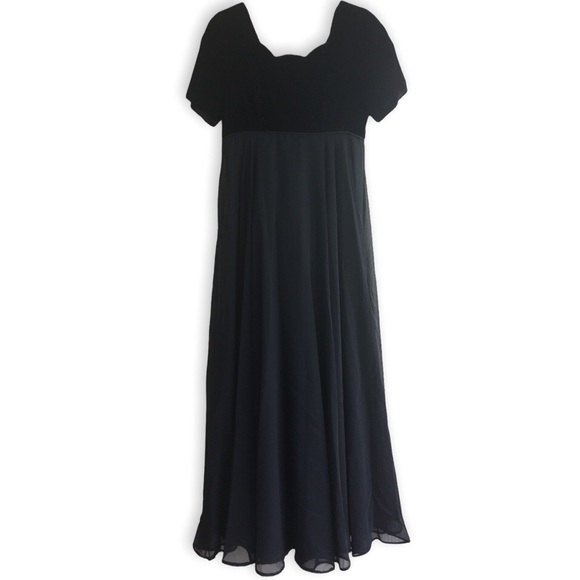 Vintage Dresses 9s Y2k Vintage Black Velvet Chiffon Long Formal Dress Poshmark